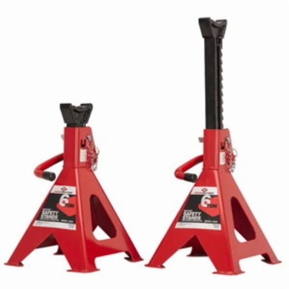 6 Ton Safety Ratcheting Jack Stand Set, Red - Pack of 2