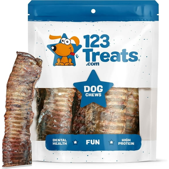 6" Trachea chews for Dogs | 10 Count | 100% Natural Beef chew