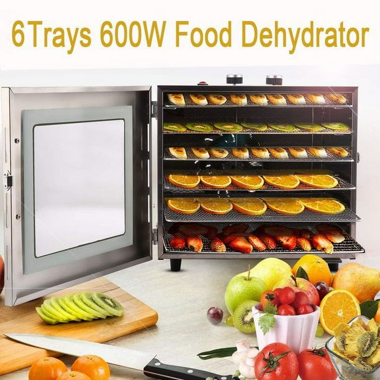 6 Tray Premium Stainless Steel Electric Food Dehydrator Machine 600W for Drying Beef Jerky, Fruits, Vegetables and Nuts 6 Tray Premium Stainless Steel Electric Food Dehydrator Machine 600W for Drying Beef Jerky, Fruits, Vegetables and Nuts