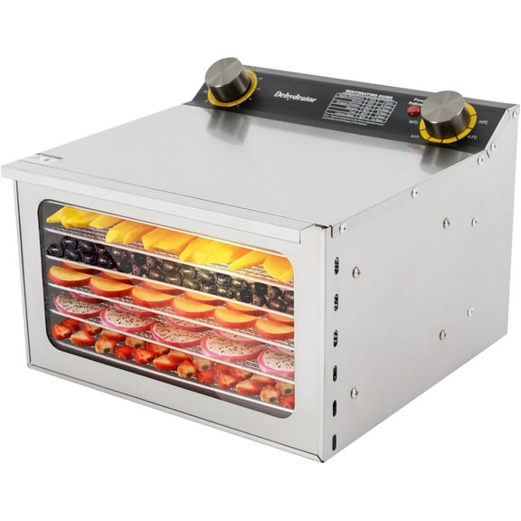 6 Trays Commercial Food Dehydrator Machine for Jerky, 400W Electric Food Dehydrator Machine 86ºF-194ºF,Timer Control,Stainless Steel Food Dehydrator Machine for Meat, Fruit,Beef, Jerky, Herbs