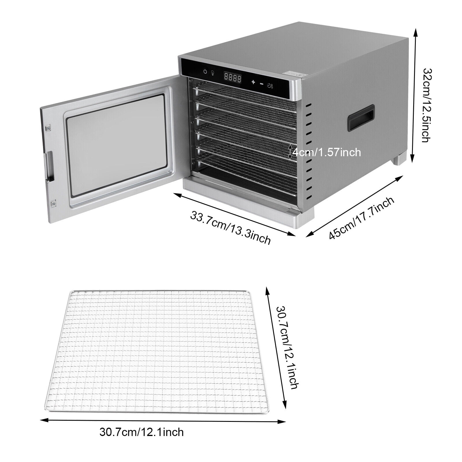 6 Trays Commercial Food Dehydrator Stainless Steel Fruit Meat Jerky