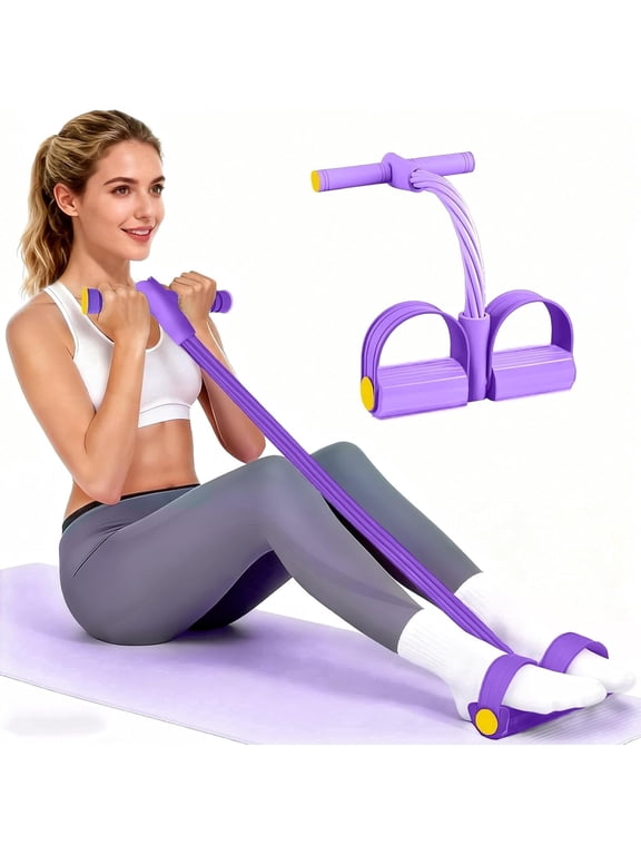 6-Tube Pedal Resistance Bands with Handles - Multifunctional Fitness Band for Waist, Abdomen, Arm & Leg Workouts, Durable Natural Rubber