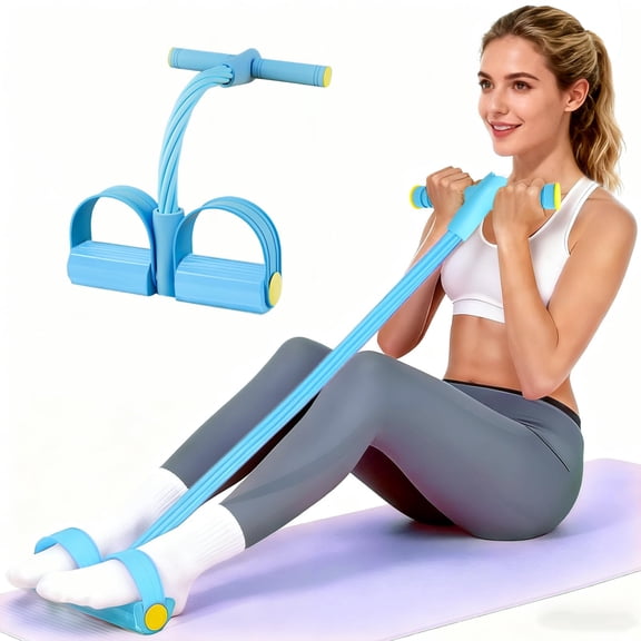 6-Tube Pedal Resistance Bands with Handles – Natural Rubber Full-Body Exercise Bands for Arms, Legs, Core & Pilates.