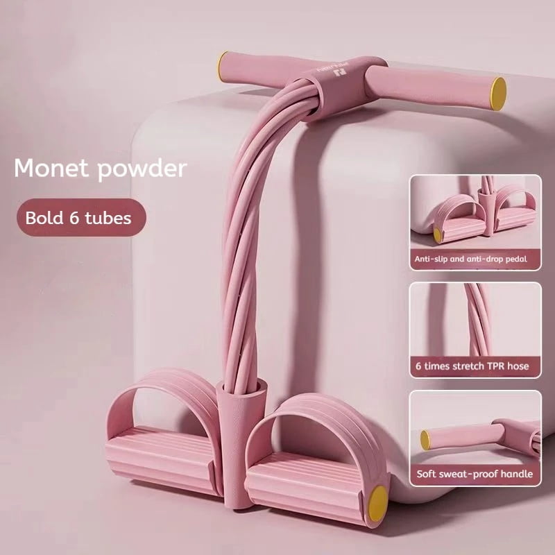 Stretch Robe For Exercise 6-Tube Resistance Bands Yoga Pedal Puller Abdomen Waist Arm Training ...