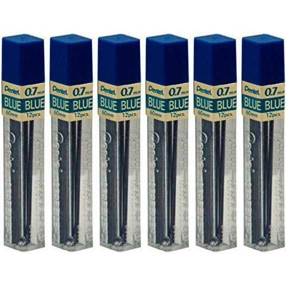 6 Tubes Pentel Ppb7 Blue .7mm Lead 72 Sticks of Blue Lead
