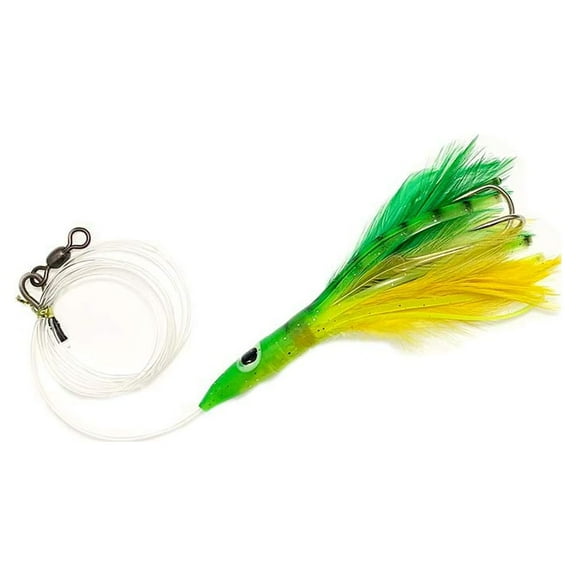 6" Tuna Clone Feather Rigs - Yellow/Green - 6 pcs - Item # 128