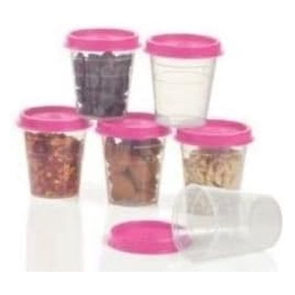 (6) Tupper Minis 2 Ounce Midgets Pink Airtight Seals