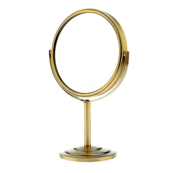 6"" Two Sided Magnifying Table Mirror Round Rotary Desk Mirror Bronze