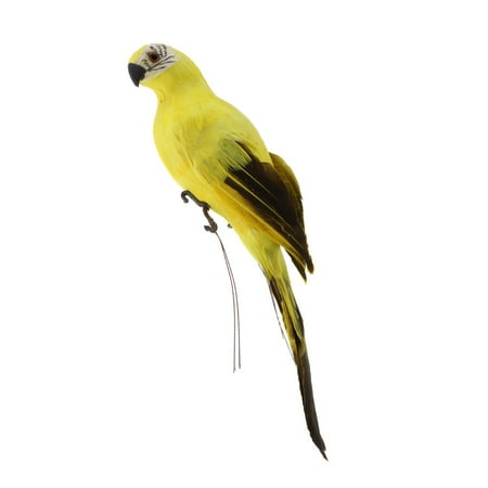 6 Types Realistic Macaw Parrot Lifelike Bird Ornament Artificial Feathered Animal Model Statues DIY Lawn Sculpture Lifelike Planter Tree Decor - Yellow