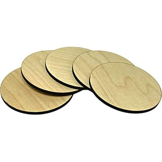 4 Pieces 18 Inch Wood Circles Round Wood Discs Unfinished Wooden Circle  Rustic Rounds Wooden Cutouts Blank with 3 Rolls Burlap Plaid Wired Edge