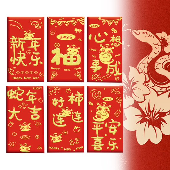 6 Unique Pattern Festival Red Cash Envelopes Heavy Duty Holiday Packets For Annual Ceremony Cash Packaging, Household Festival Prep And Holiday Gift Fund Storage Management
