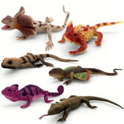 6 Unique Realistic Rubber Lizard Set Toys - Fake Stretchy Rubber Reptiles for Pranks & Props, Party Decoration Figurines Set