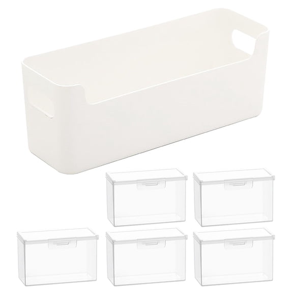6 Units Viewable Organizers Boxes with Lids and Modular Dividers Designed for Efficient School Home Storage Needs