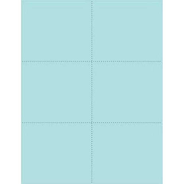 6 Up, Blue Perforated Cards, for Laser and Ink Jet Printer, 8-1/2 X 11"