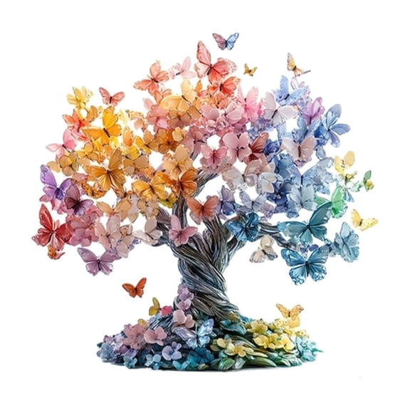 Valentine's Day Butterfly Tree 2D Acrylic Desktop Ornament Anniversary Birthday Valentine's Day Gift for Partner or Friend 7.92x8.26 Inches