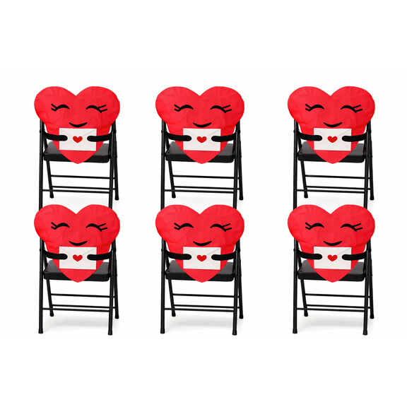 (6) Valentines Seat Cover Red 16x20 Olefin Reusable Removable Folding Chair Decoration Design May Vary