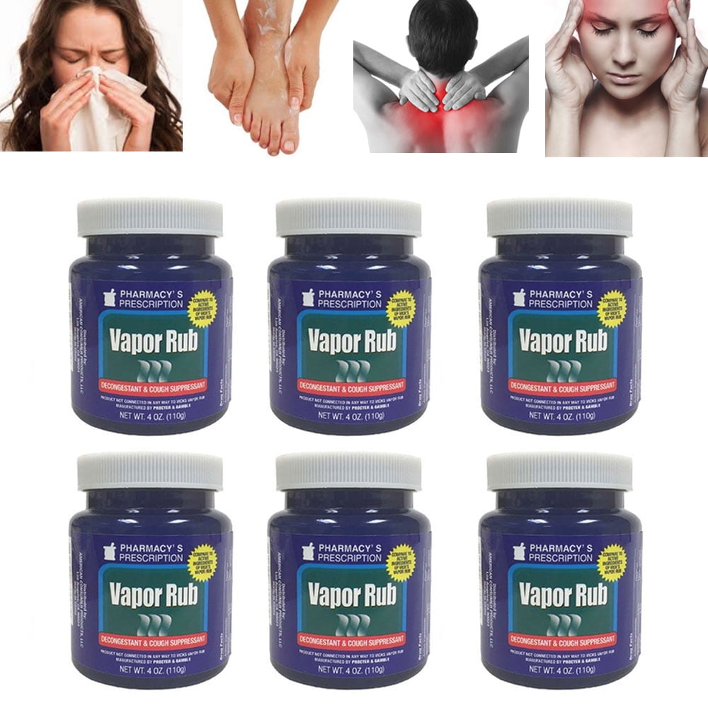 6 Vapor Rub Cold Cough Nasal Decongestant Chest Ointment Topical
