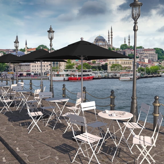 California Umbrella Venture 6' Silver Market Umbrella in Black