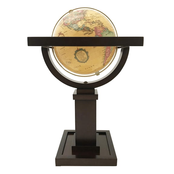 6 Vintage Style Desktop Globe with Wood Pedestal Base Antique Map Decorative Tabletop Globe for Home & Office, STEM Educational Teaching Tool & Gift Made in USA