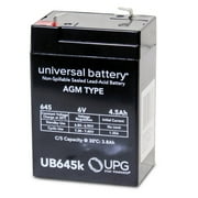Universal Power Group Brand - 6 Volt Battery Size -4.5Ah F1 AGM-  - UB645 - Hunting Game Feeders, Game Cameras, Universal Fit