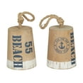 thumbnail image 1 of 6"W, 11"H Brown Wood Door Stopper Buoy Sculpture with Rope Accents, by DecMode (2 Count), 1 of 8