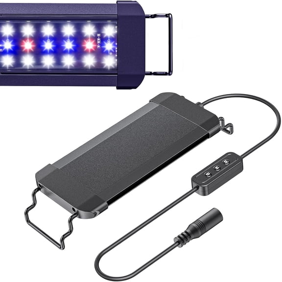6 W Terrarium Light for 6" to 10" Terrariums Extendable Reptile Tank Light with Full Spectrum Brilliant White Blue Red Lights with Day & Night Modes and Adjustable Brightness