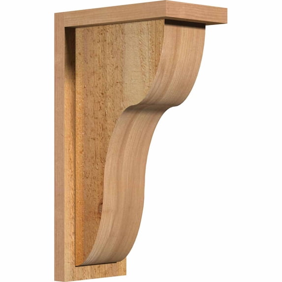 6"W x 10"D x 18"H Carmel Rough Sawn Corbel w/Backplate, Western Red Cedar