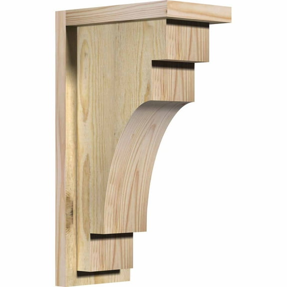 6"W x 10"D x 18"H Mediterranean Rough Sawn Corbel w/Backplate, Douglas Fir