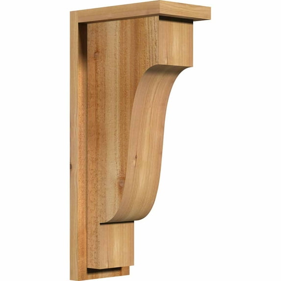 6"W x 10"D x 22"H Newport Rough Sawn Corbel w/Backplate, Western Red Cedar