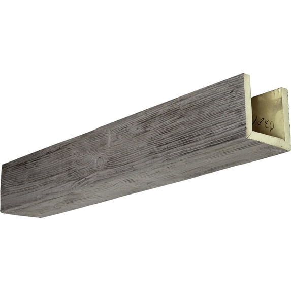 6"W x 10"H x 8'L 3-Sided (U-beam) Sandblasted Endurathane Faux Wood Ceiling Beam, Burnished Honey Dew