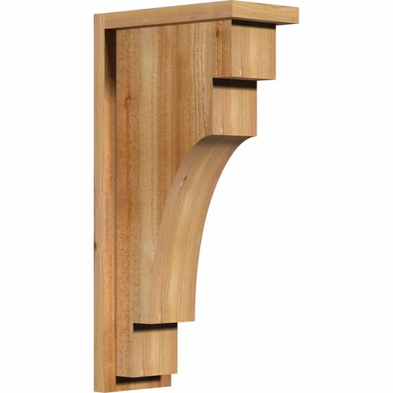 6"W x 12"D x 24"H Mediterranean Rough Sawn Corbel w/Backplate, Western Red Cedar