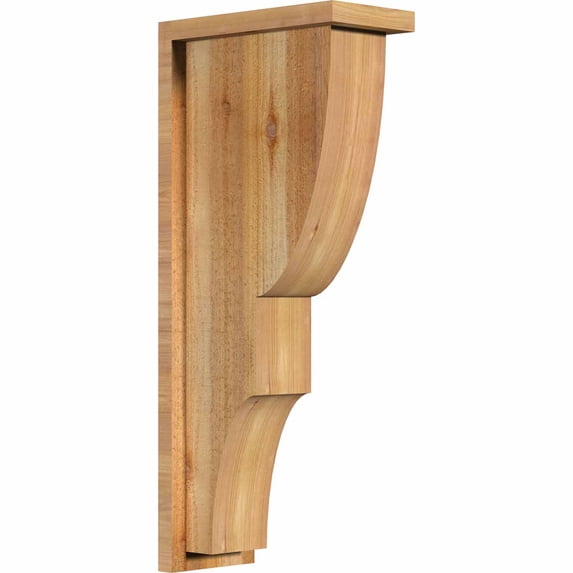 6"W x 12"D x 28"H Ridgewood Rough Sawn Corbel w/Backplate, Western Red Cedar
