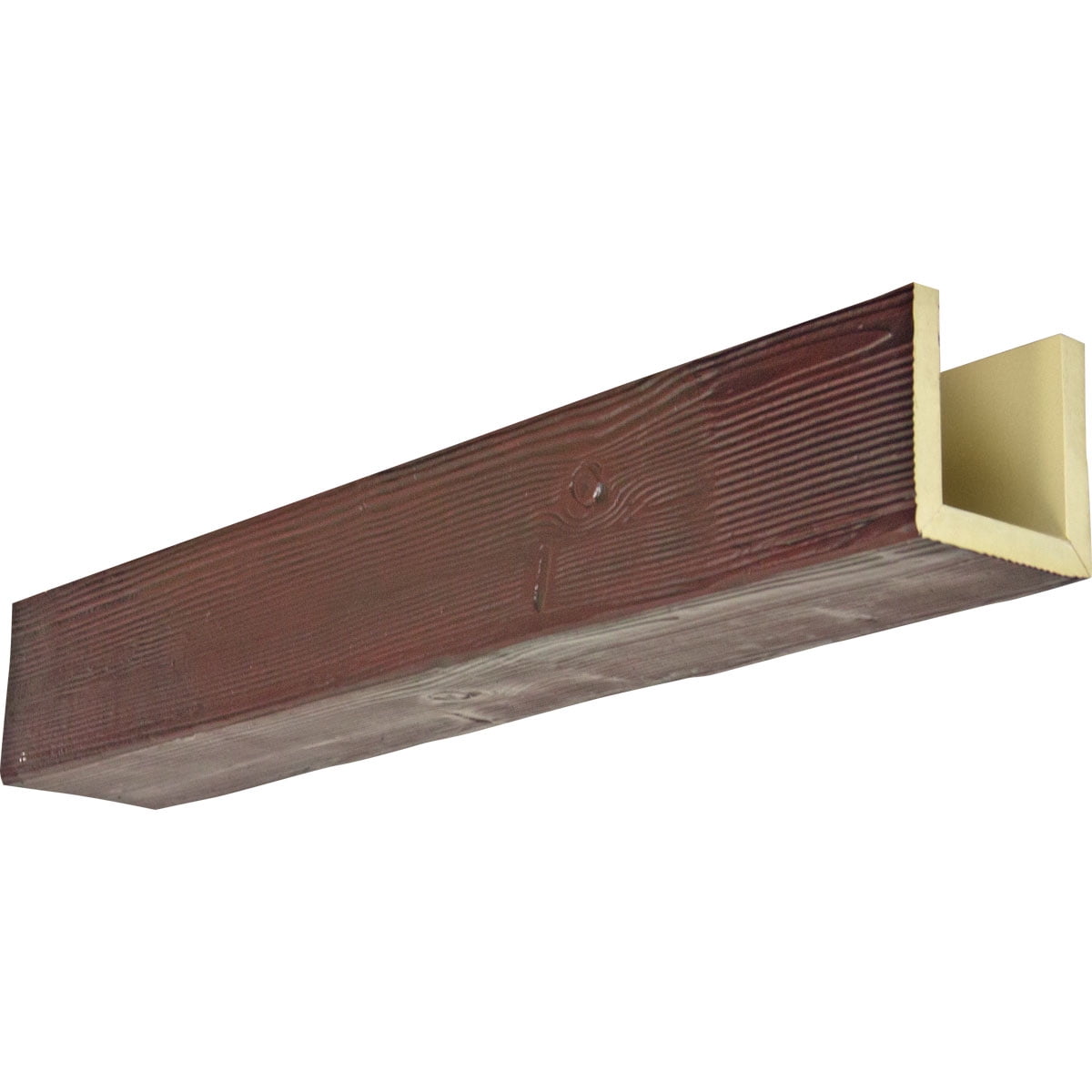 6"W x 12"H x 10'L 3-Sided (U-beam) Sandblasted Endurathane Faux Wood Ceiling Beam, Vintage Mahogany