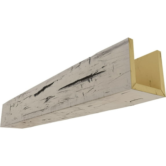 6"W x 12"H x 12'L 3-Sided (U-beam) Hand Hewn Endurathane Faux Wood Ceiling Beam, Burnished Pine