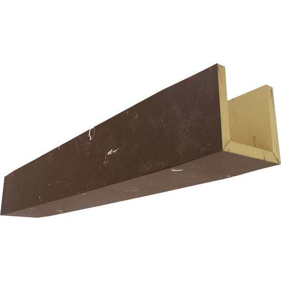 6"W x 12"H x 22'L 3-Sided (U-beam) Knotty Pine Endurathane Faux Wood Ceiling Beam, Vintage Mahogany