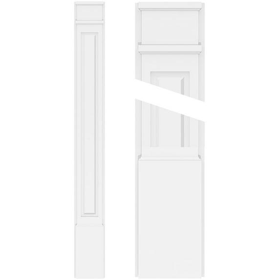 6"W x 120"H x 2"P Raised Panel PVC Pilaster w/Decorative Capital & Base (Pair)