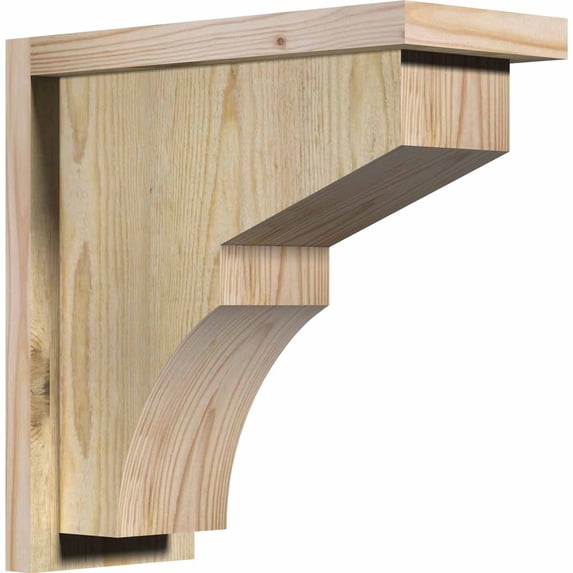 6"W x 14"D x 14"H Monterey Rough Sawn Corbel w/Backplate, Douglas Fir