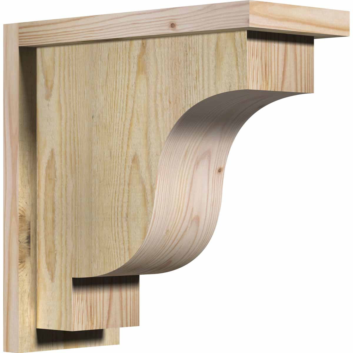 14" Natural Douglas Fir Rough Sawn Corbel with Backplate