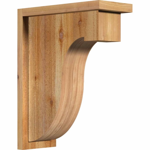 6"W x 14"D x 18"H Del Monte Rough Sawn Corbel w/Backplate, Western Red Cedar