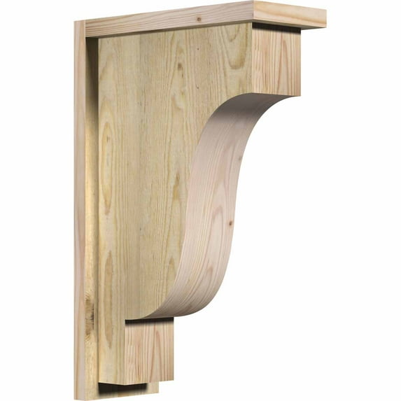 6"W x 14"D x 22"H Newport Rough Sawn Corbel w/Backplate, Douglas Fir