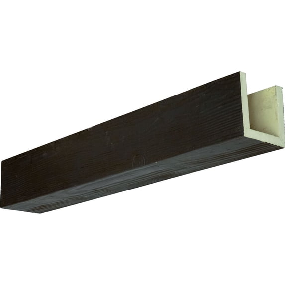 6"W x 6"H x 8'L 3-Sided (U-beam) Sandblasted Endurathane Faux Wood Ceiling Beam, Natural Espresso