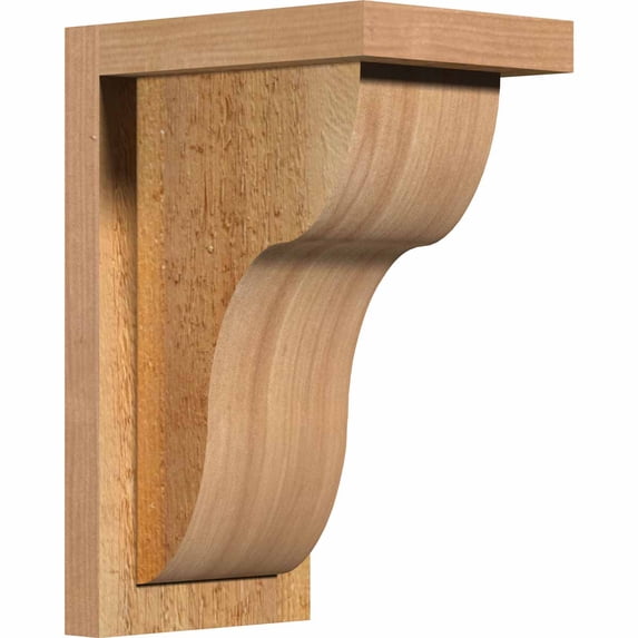 6"W x 8"D x 12"H Carmel Rough Sawn Corbel w/Backplate, Western Red Cedar