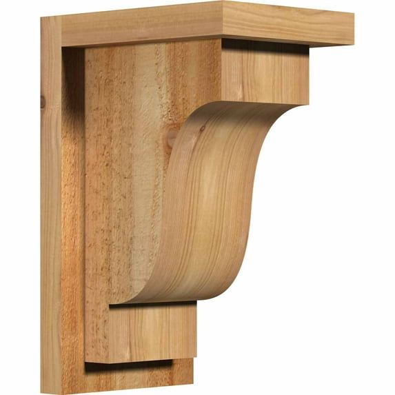 6"W x 8"D x 12"H Newport Rough Sawn Corbel w/Backplate, Western Red Cedar