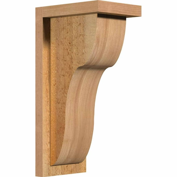 6"W x 8"D x 16"H Carmel Rough Sawn Corbel w/Backplate, Western Red Cedar