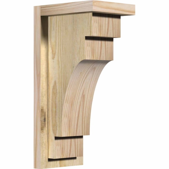 6"W x 8"D x 16"H Mediterranean Rough Sawn Corbel w/Backplate, Douglas Fir