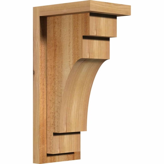 6"W x 8"D x 16"H Mediterranean Rough Sawn Corbel w/Backplate, Western Red Cedar