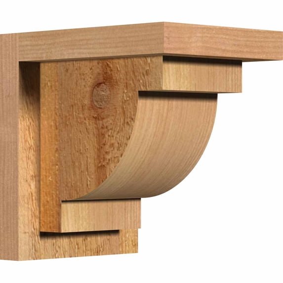 6"W x 8"D x 8"H Alpine Rough Sawn Corbel w/Backplate, Western Red Cedar