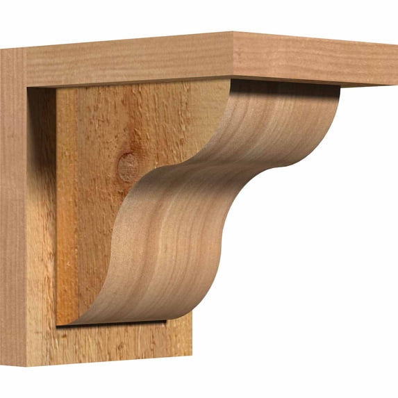 6"W x 8"D x 8"H Carmel Rough Sawn Corbel w/Backplate, Western Red Cedar