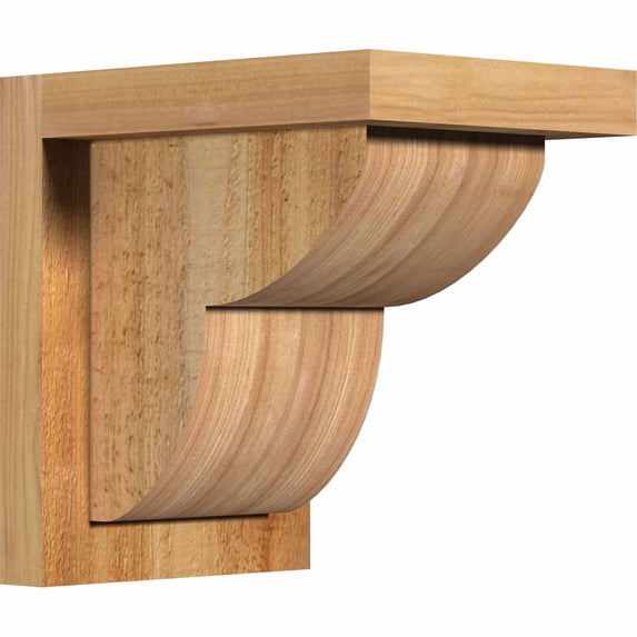 6"W x 8"D x 8"H Crestline Rough Sawn Corbel w/Backplate, Western Red Cedar