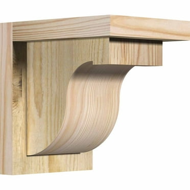 6"W x 8"D x 8"H Del Monte Rough Sawn Corbel w/Backplate, Douglas Fir